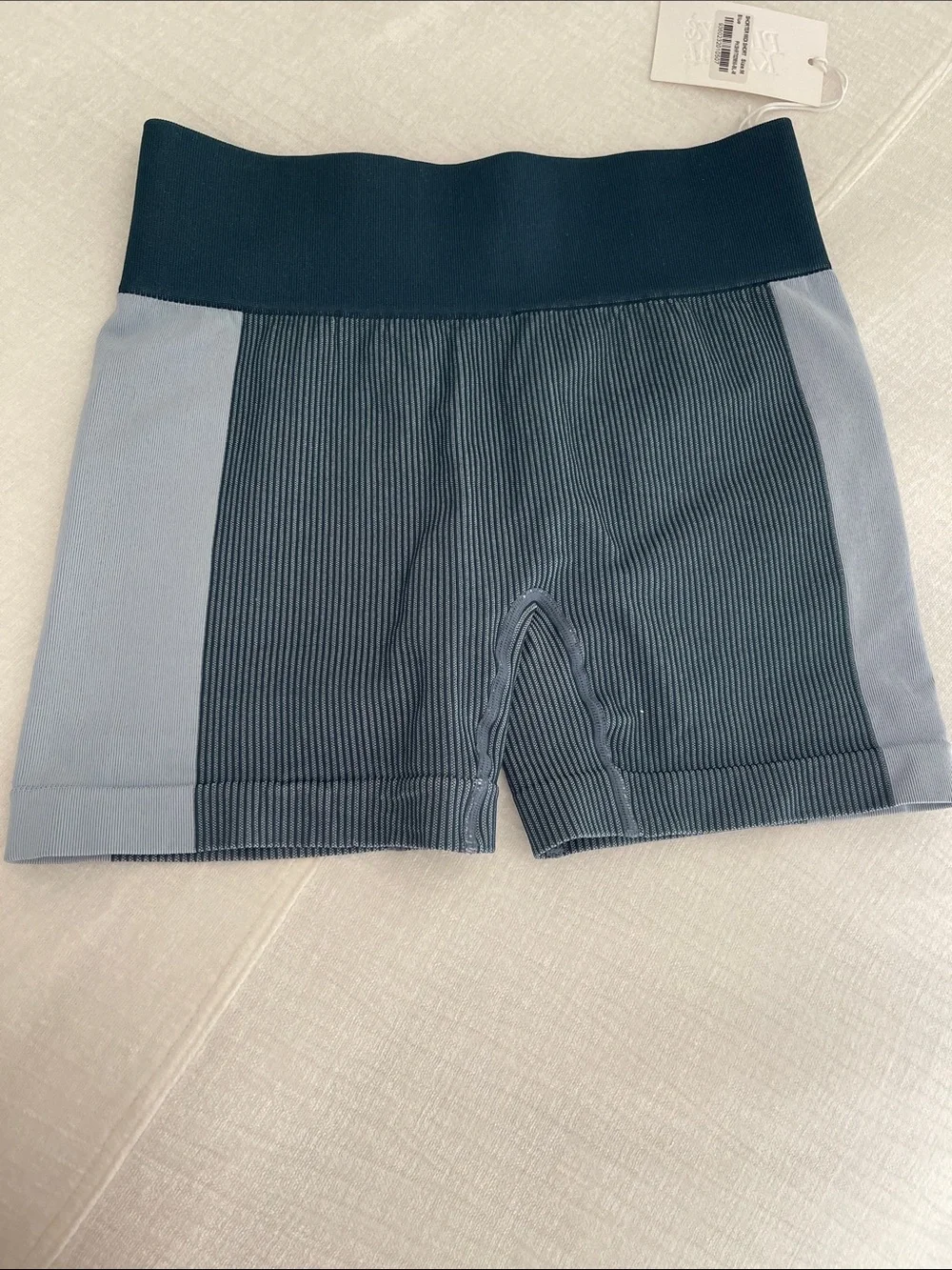 Pinky and Kamal Shorter Midi Short in Blue Ribbed